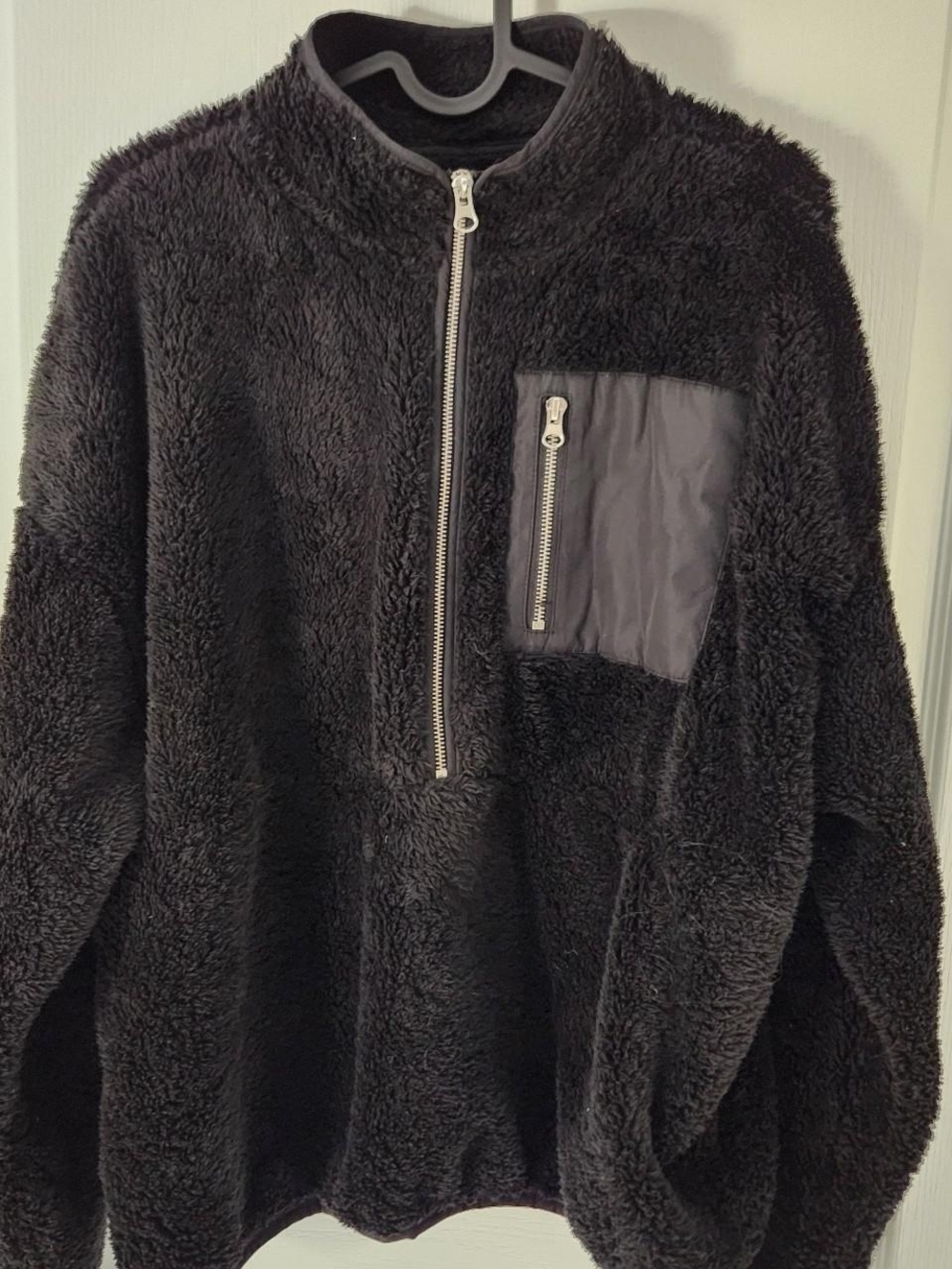 Elodie Black Fuzzy Half-Zip Pullover